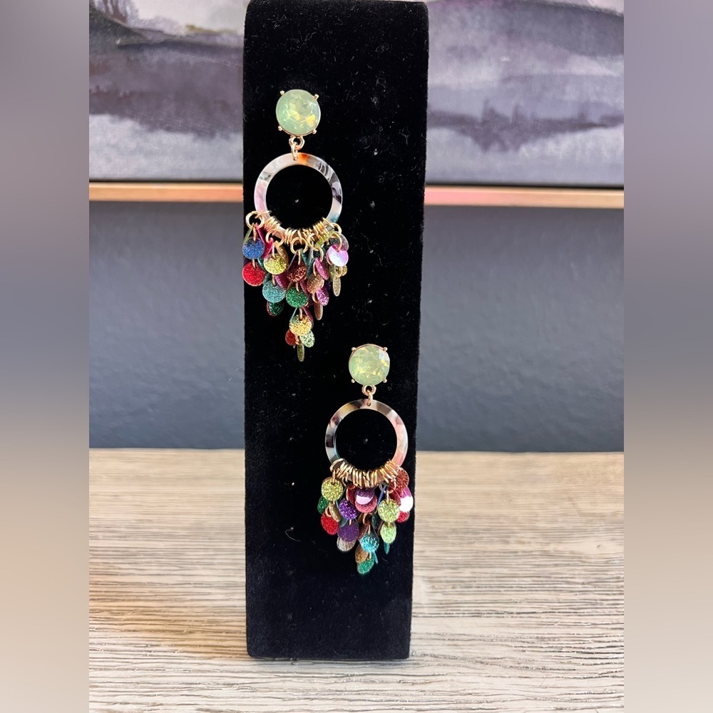 Colorful Dangle Earrings with Opal Accents